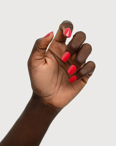 Bright Pink nail polish swatch on dark Skin tone by Sienna Byron Bay